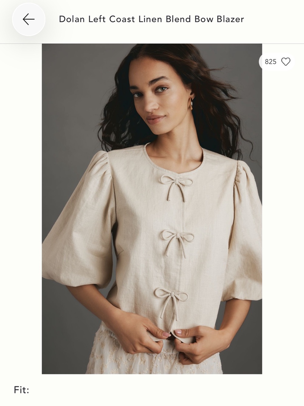 Dolan Linen-Blend Bow Blazer in Natural